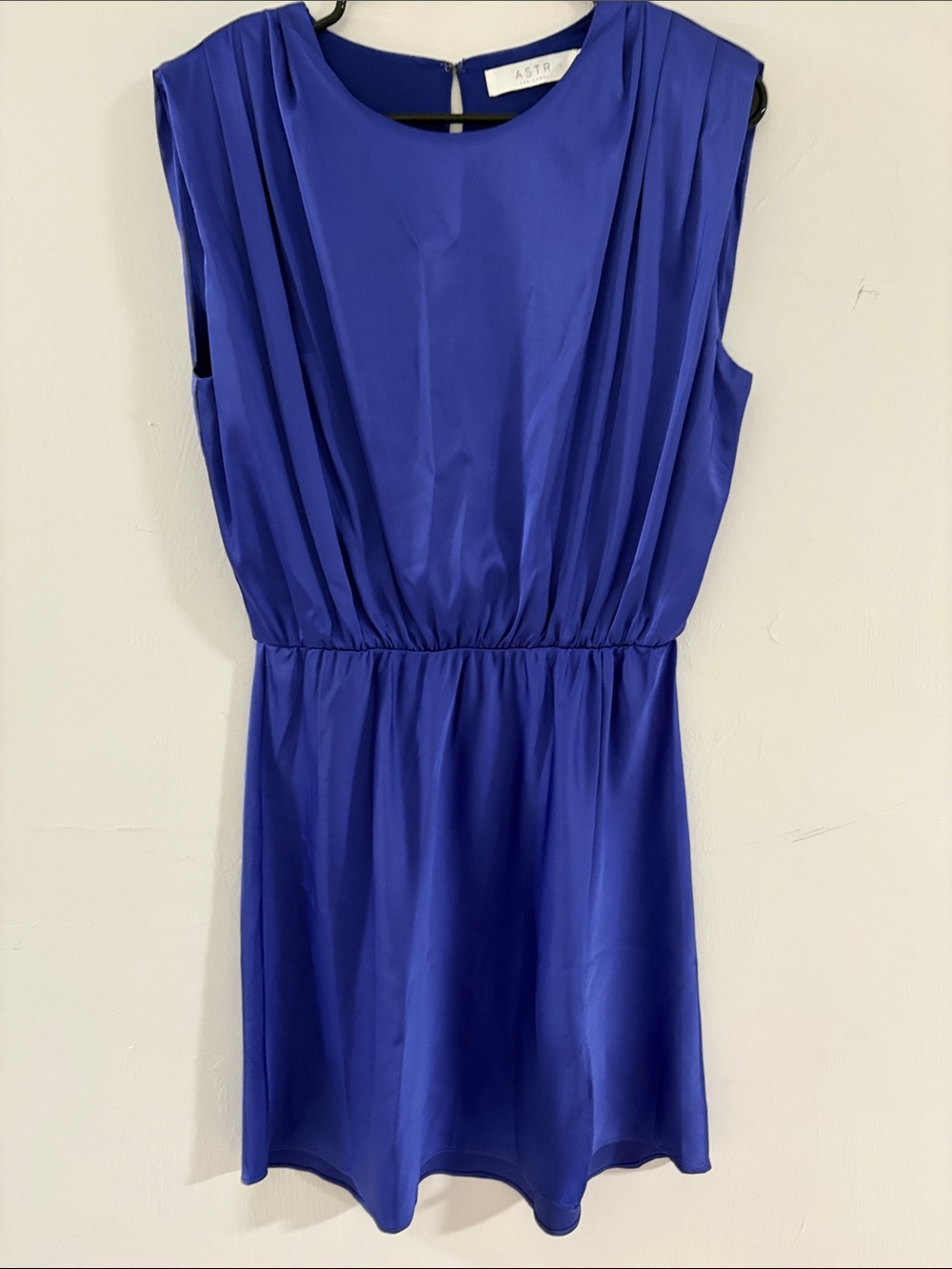 Astr Cobalt Blue Sleeveless Elastic-Waist Mini Dress